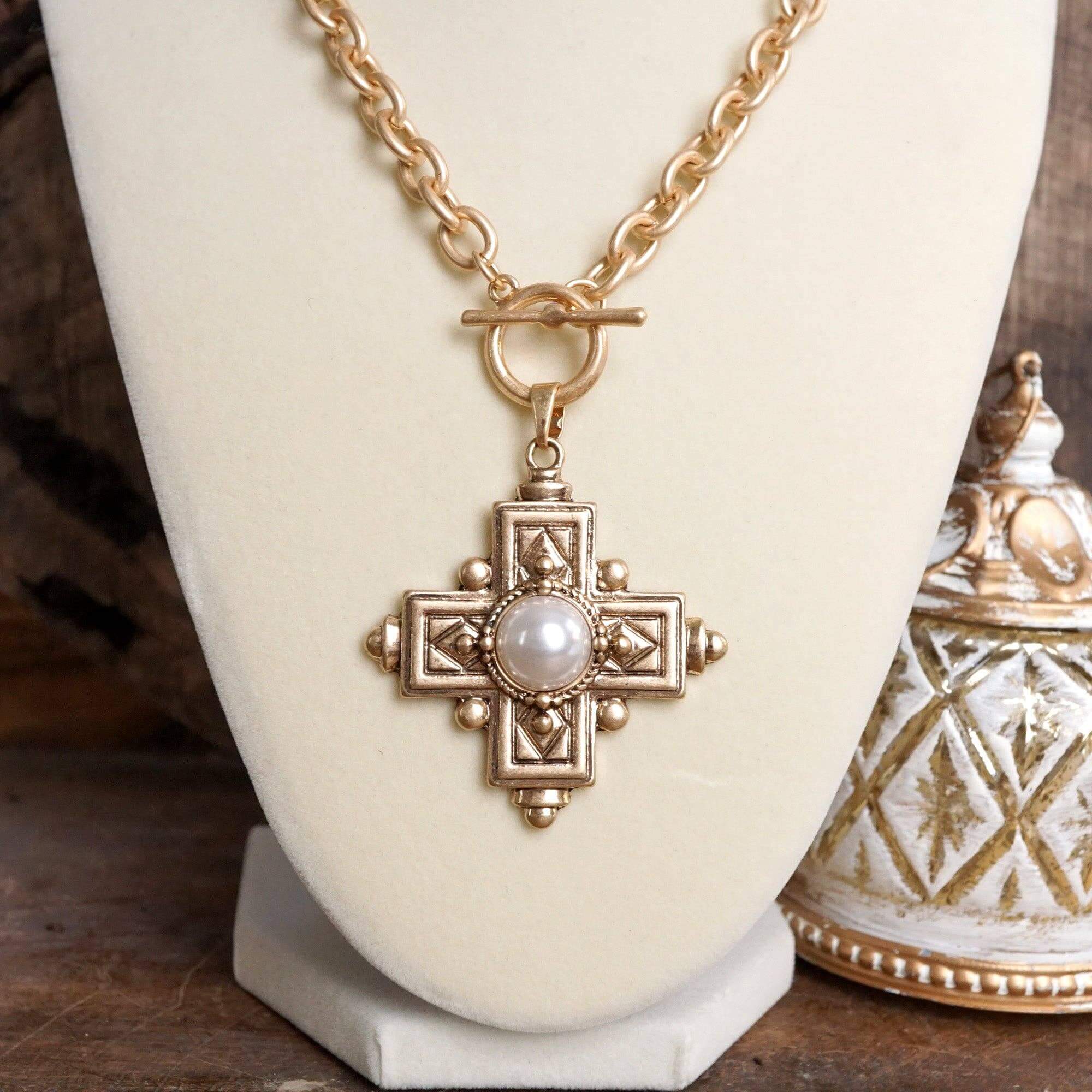 Pearl Heritage Cross Toggle Necklace – Alicia DiMichele Boutique