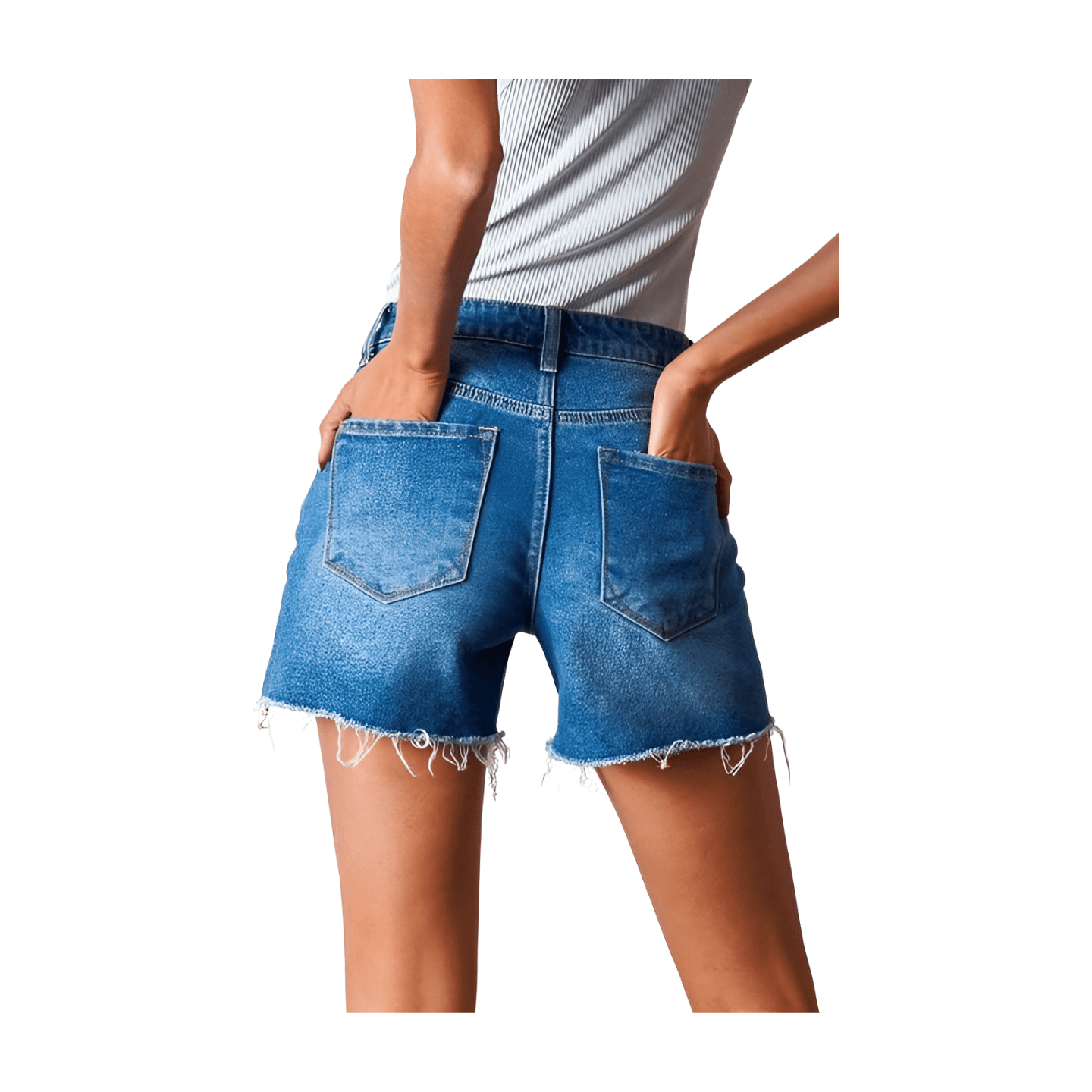 High Rise Raw Hem Stretch Shorts – Alicia DiMichele Boutique