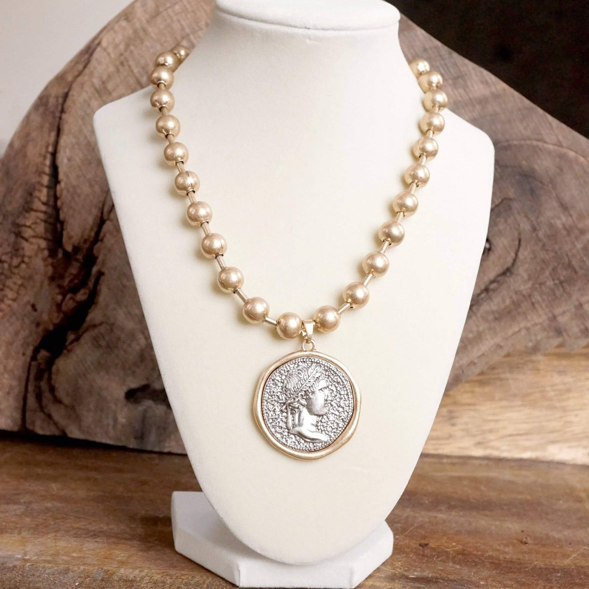 Caesar Coin Ball Chain Necklace – Alicia DiMichele Boutique