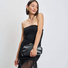 Black Croc-Embossed Clutch – Alicia DiMichele Boutique