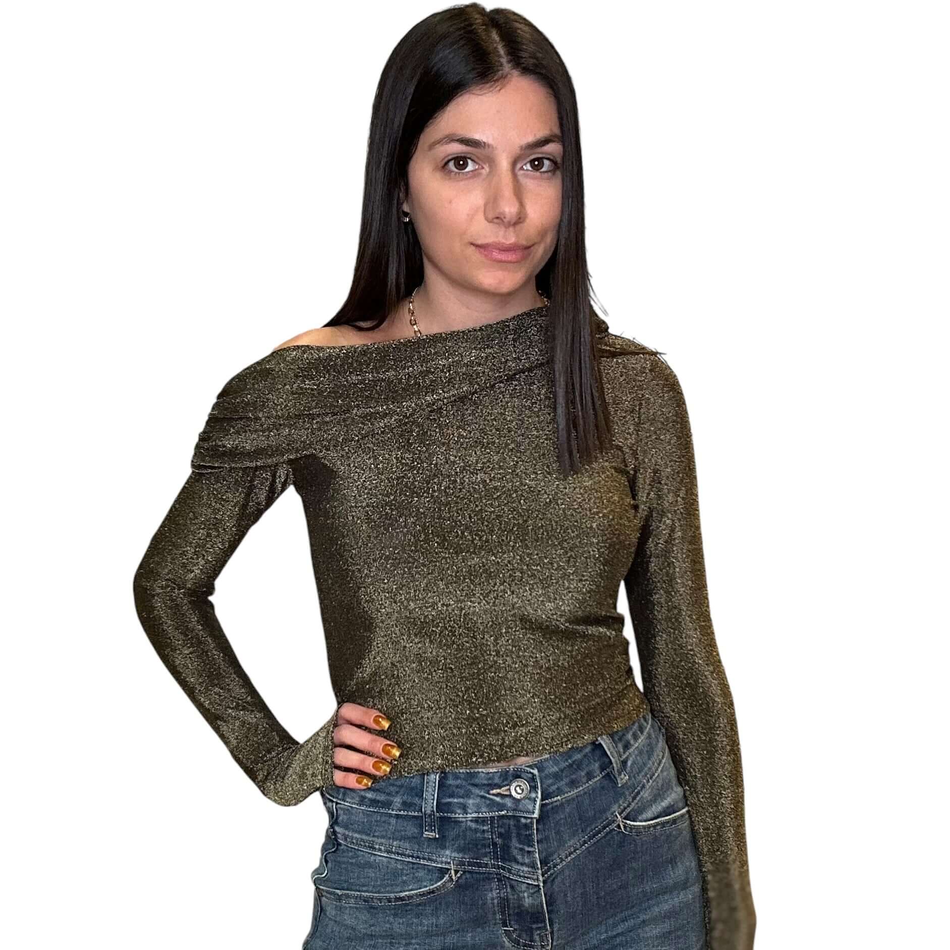 Metallic One Shoulder Top - Gold – Alicia DiMichele Boutique