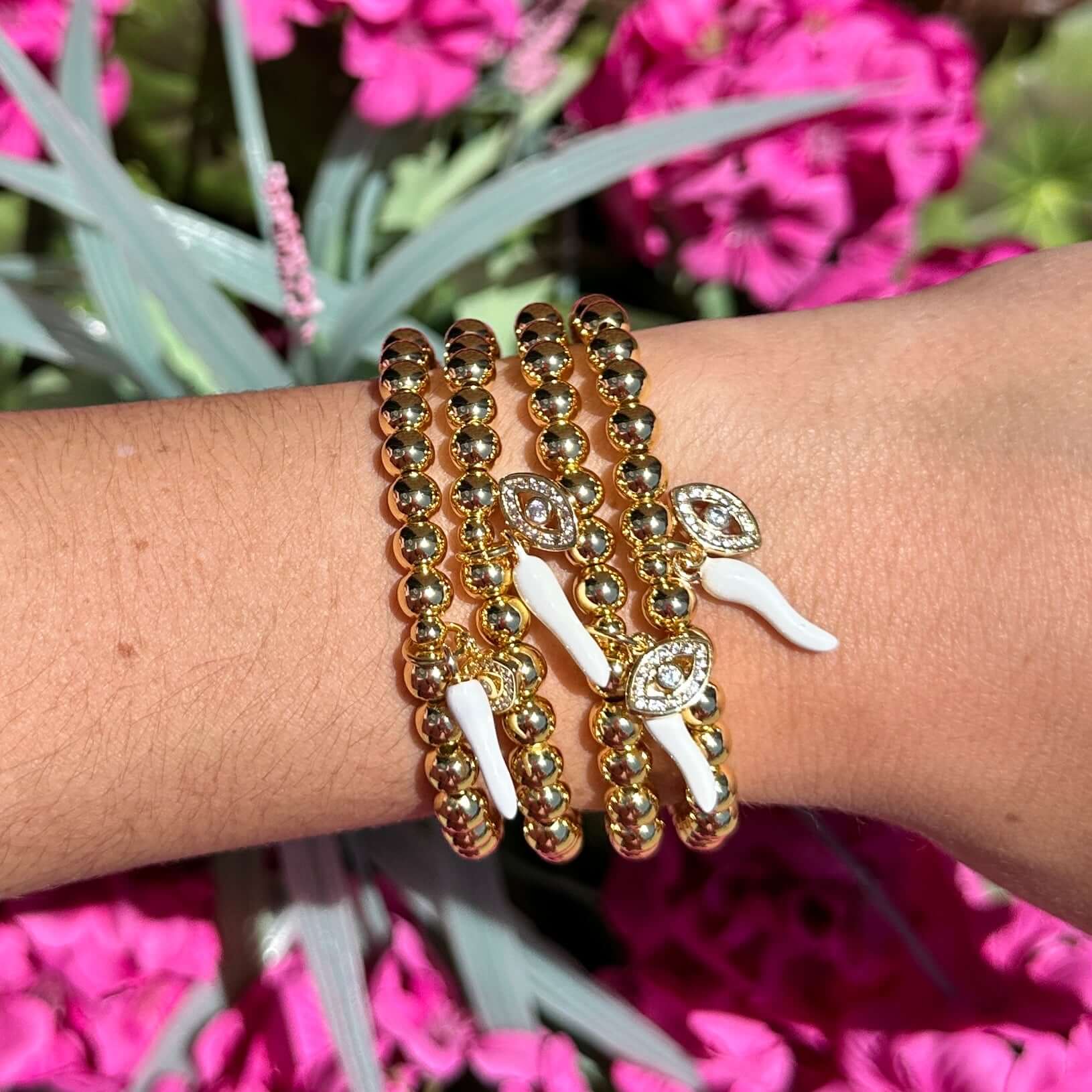 Give ‘Em The Horn Gold Bracelet - White – Alicia DiMichele Boutique