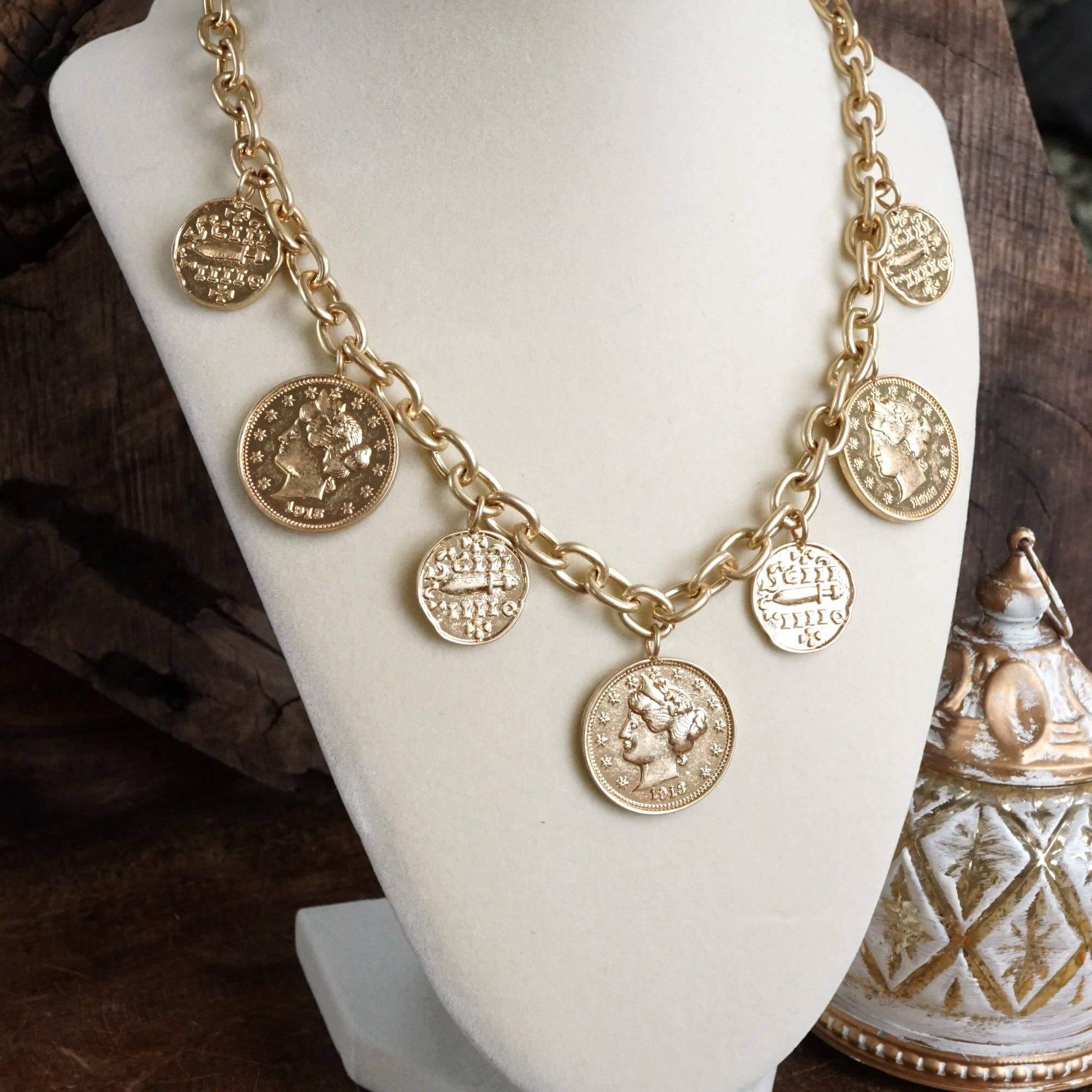 Gold Layered Boho Coin Charm Necklace – Alicia DiMichele Boutique