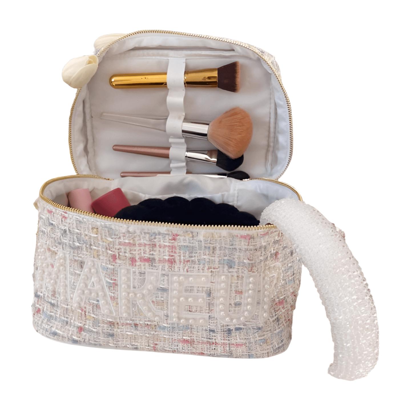 White Tweed Makeup Bag – Alicia DiMichele Boutique