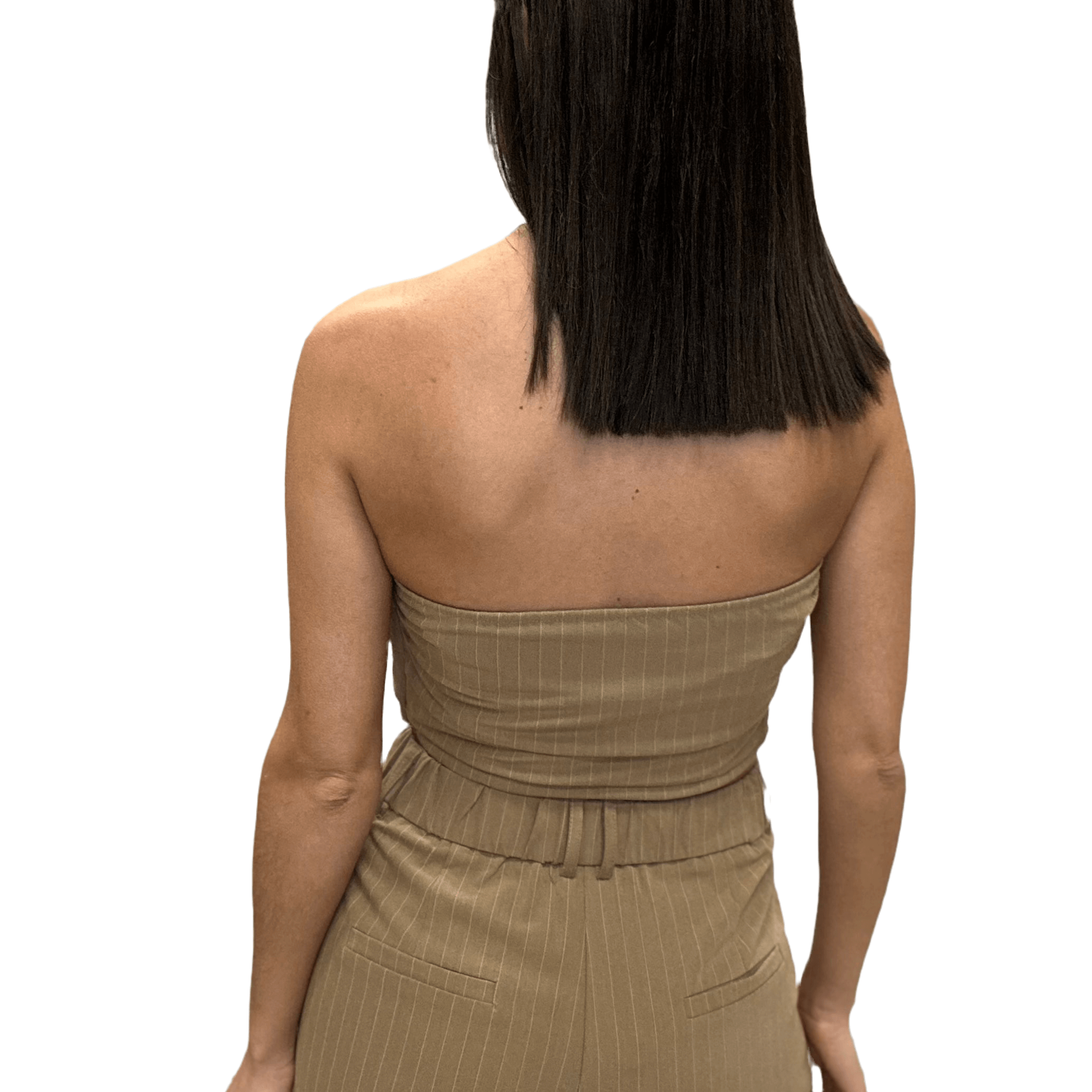 Pinstripe Tube Top - Camel – Alicia DiMichele Boutique