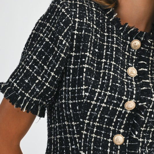 Black Tweed Flare Mini Dress – Alicia DiMichele Boutique