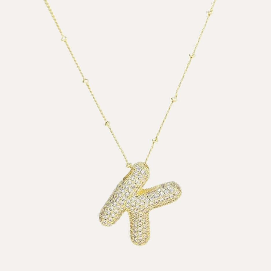Bubble Pave Initial Necklace – Alicia DiMichele Boutique