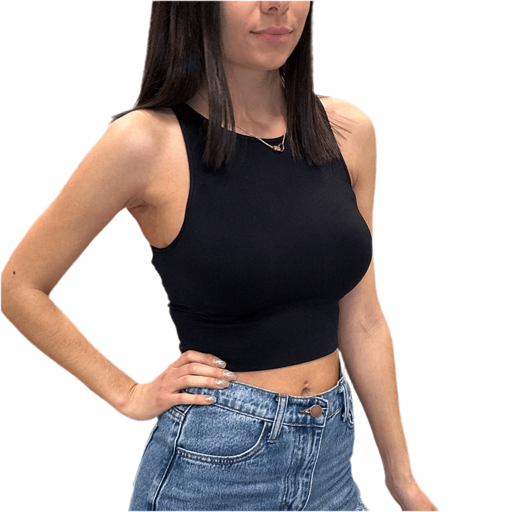 Highneck Crop Top Black – Alicia DiMichele Boutique