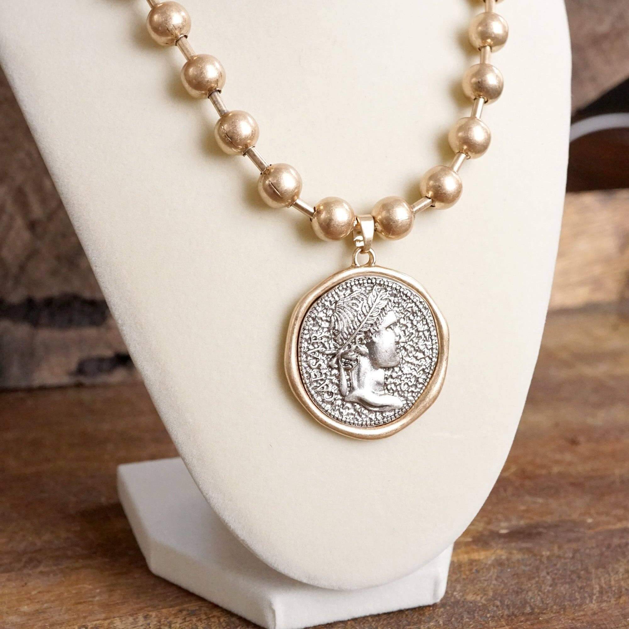 Caesar Coin Ball Chain Necklace – Alicia DiMichele Boutique