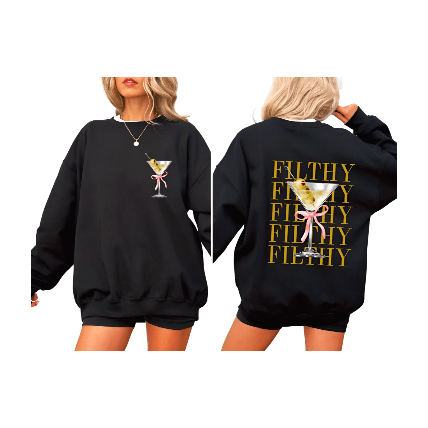 Filthy Martini Sweatshirt - Black – Alicia DiMichele Boutique