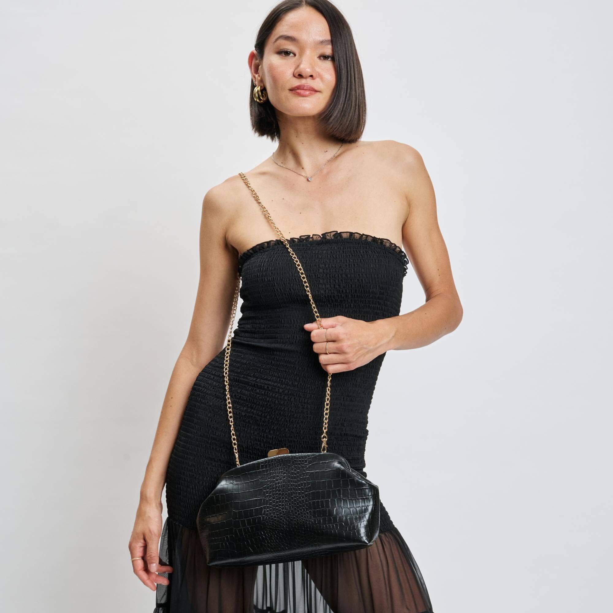 Black Croc-Embossed Clutch – Alicia DiMichele Boutique