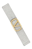 V Buckle Metallic Sparkle Elastic Belt - Silver – Alicia DiMichele Boutique