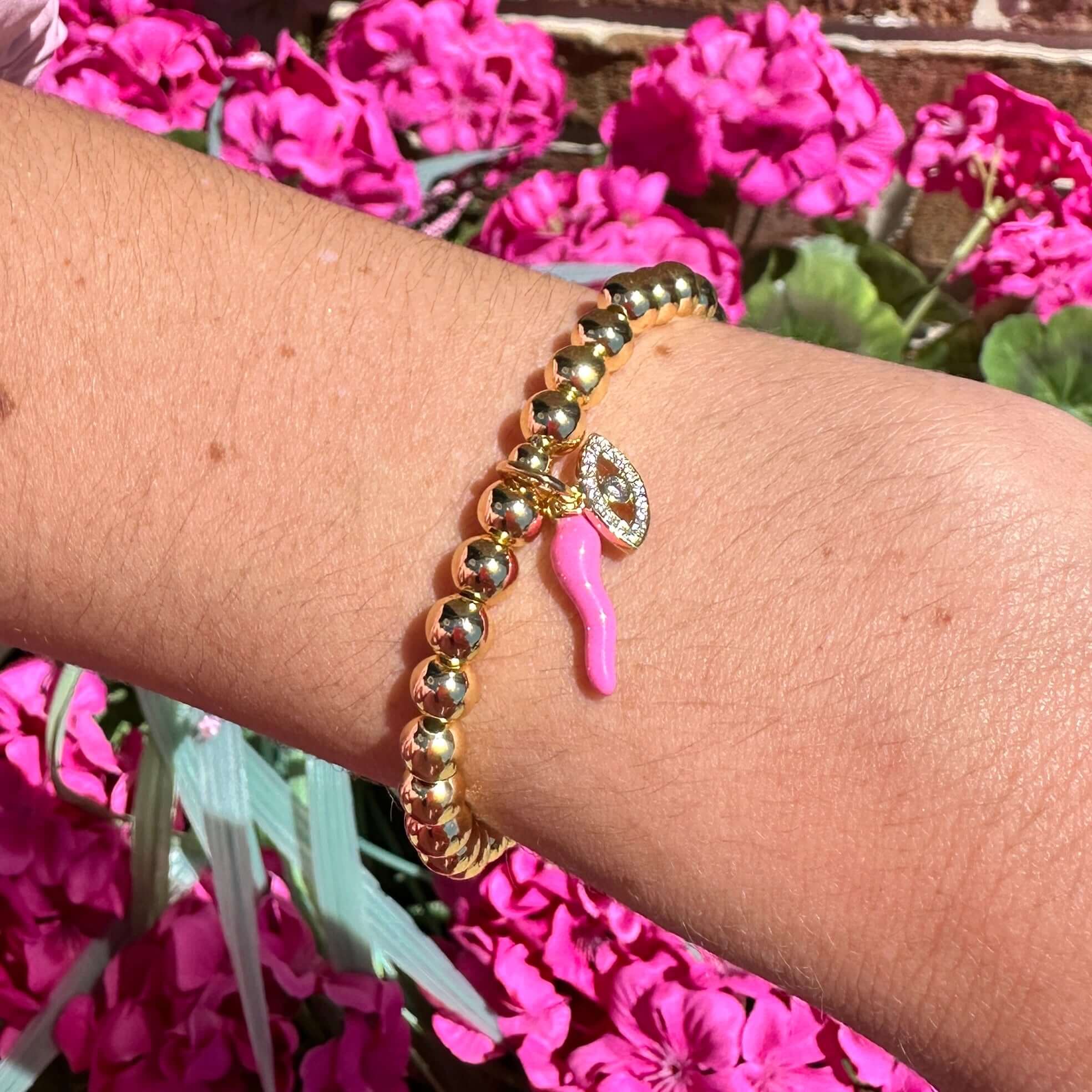 Give ‘Em The Horn Gold Bracelet - Hot Pink – Alicia DiMichele Boutique