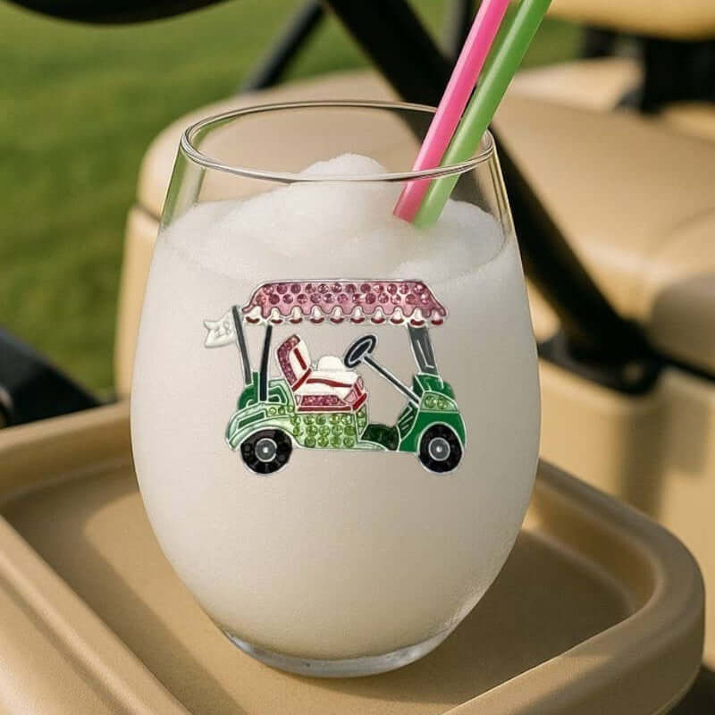 Golf Cart Stemless Wine Glass – Alicia DiMichele Boutique