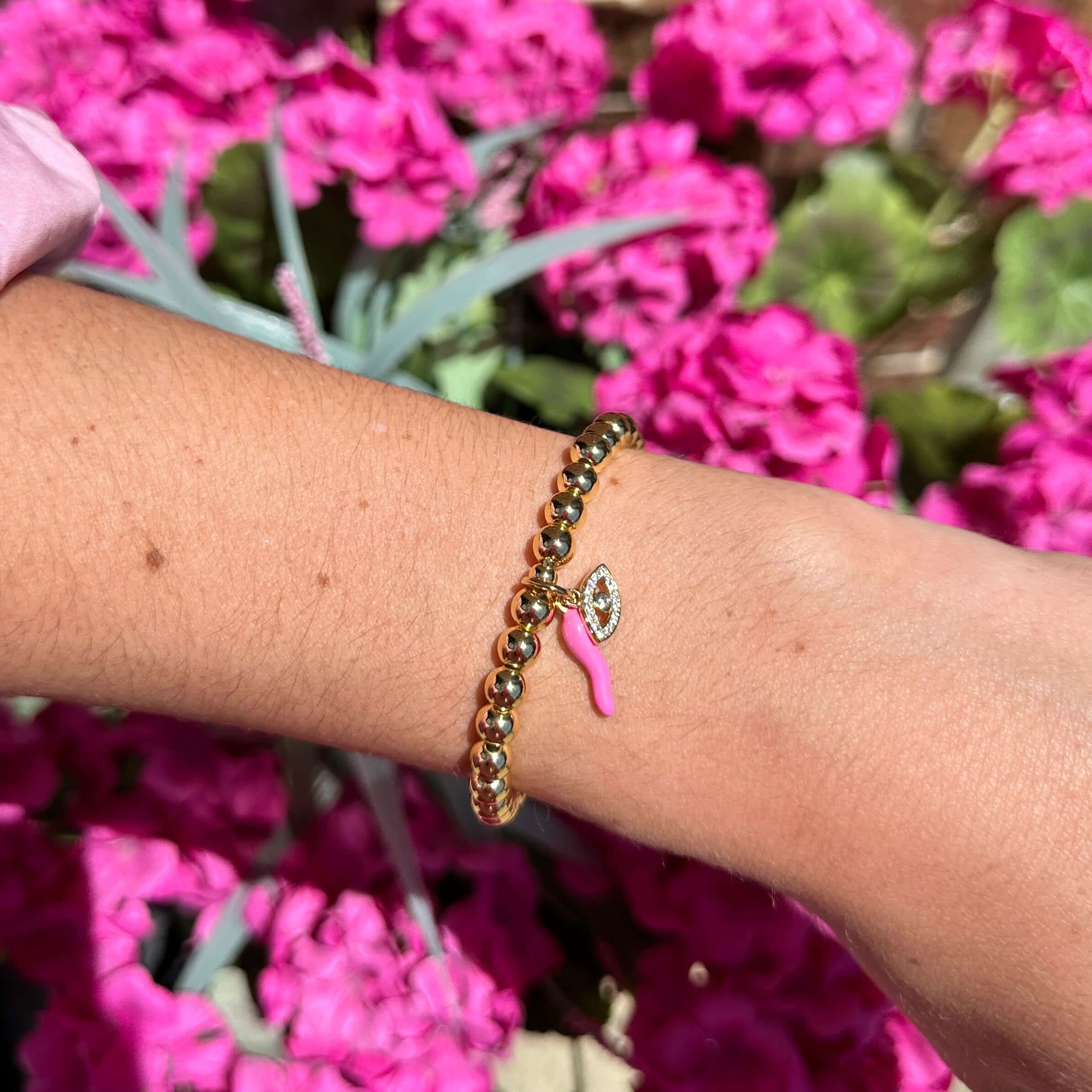 Give ‘Em The Horn Gold Bracelet - Hot Pink – Alicia DiMichele Boutique