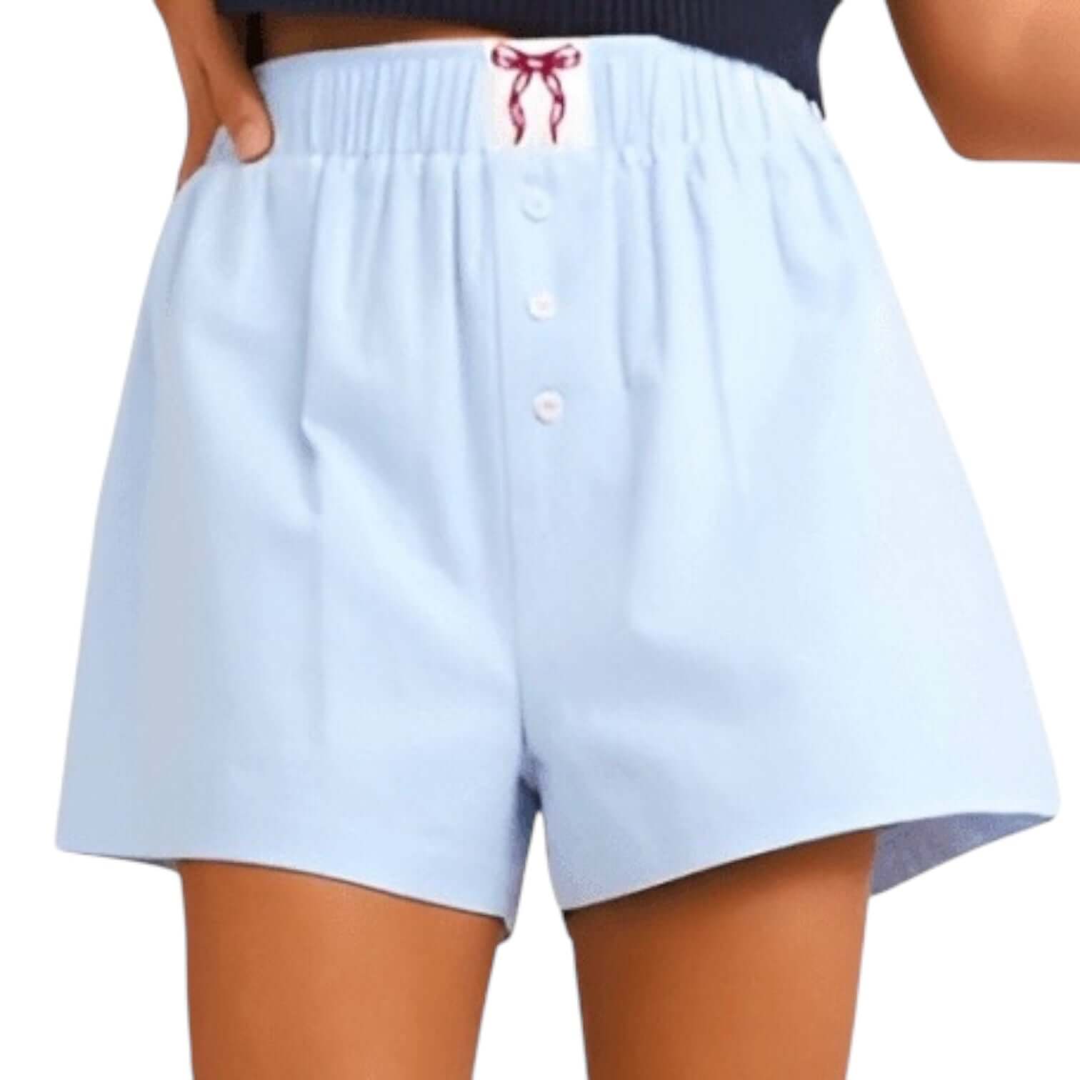 High Waisted Boxy Shorts - Light Blue – Alicia DiMichele Boutique