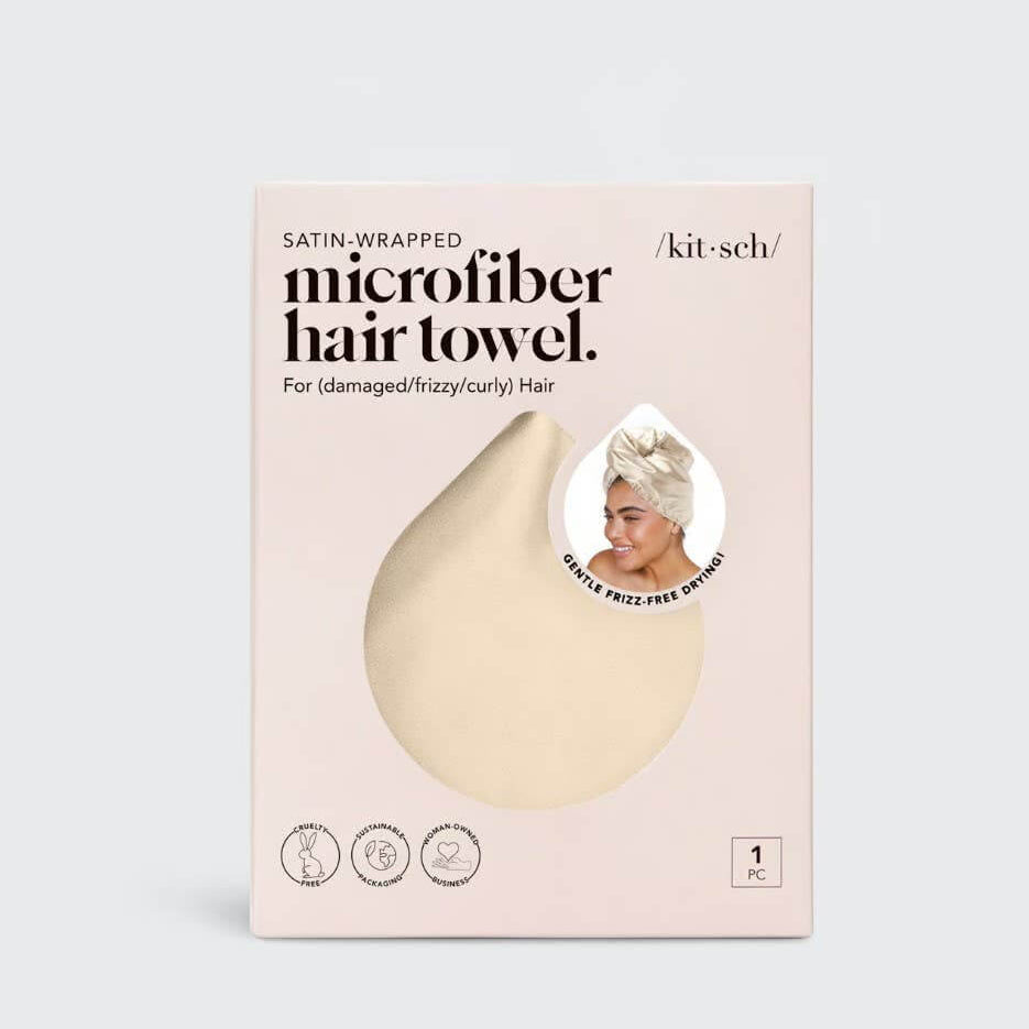 Kitsch Satin-Wrapped Hair Towel - Champagne – Alicia DiMichele Boutique