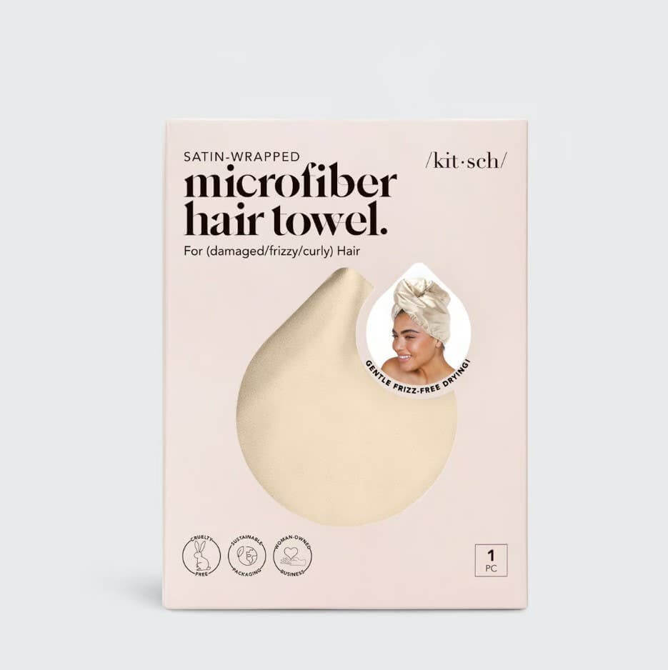 Kitsch Satin-Wrapped Hair Towel - Champagne – Alicia DiMichele Boutique