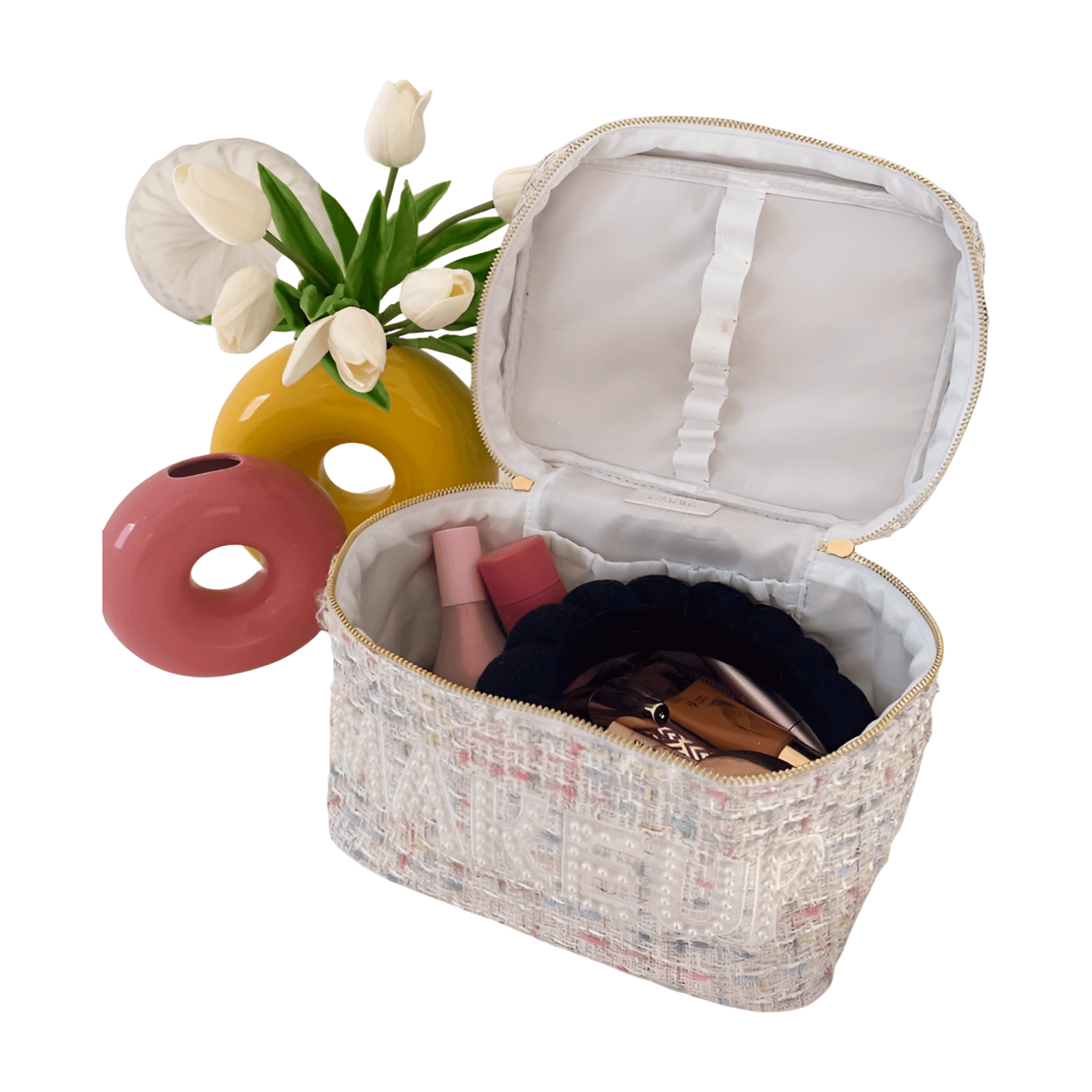 White Tweed Makeup Bag – Alicia DiMichele Boutique