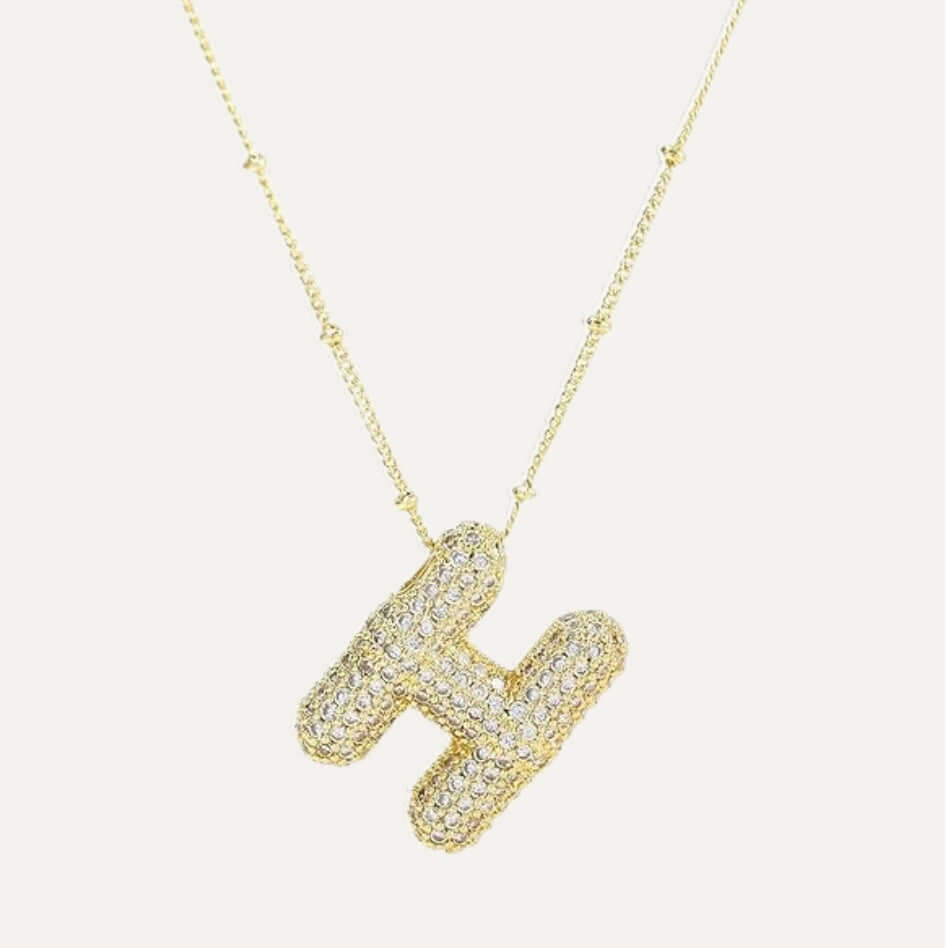 Bubble Pave Initial Necklace – Alicia DiMichele Boutique