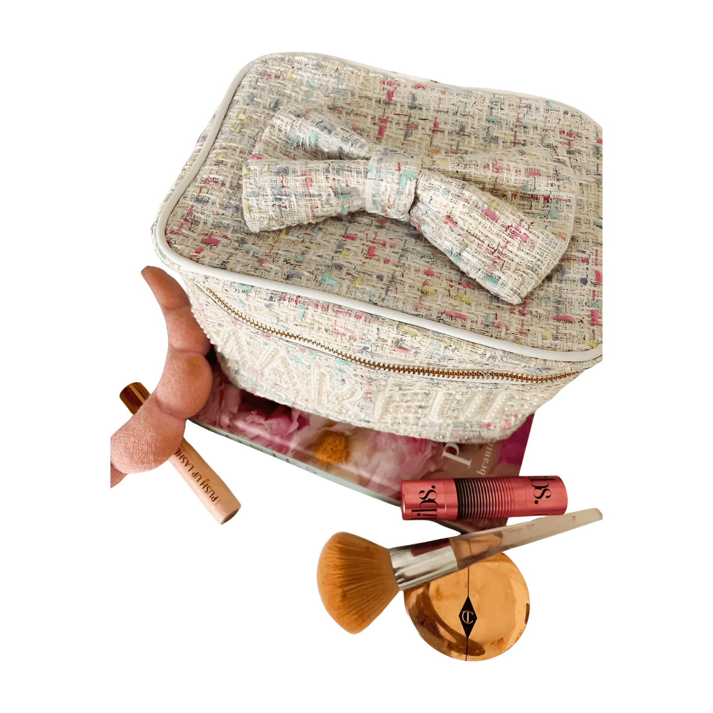 White Tweed Makeup Bag – Alicia DiMichele Boutique