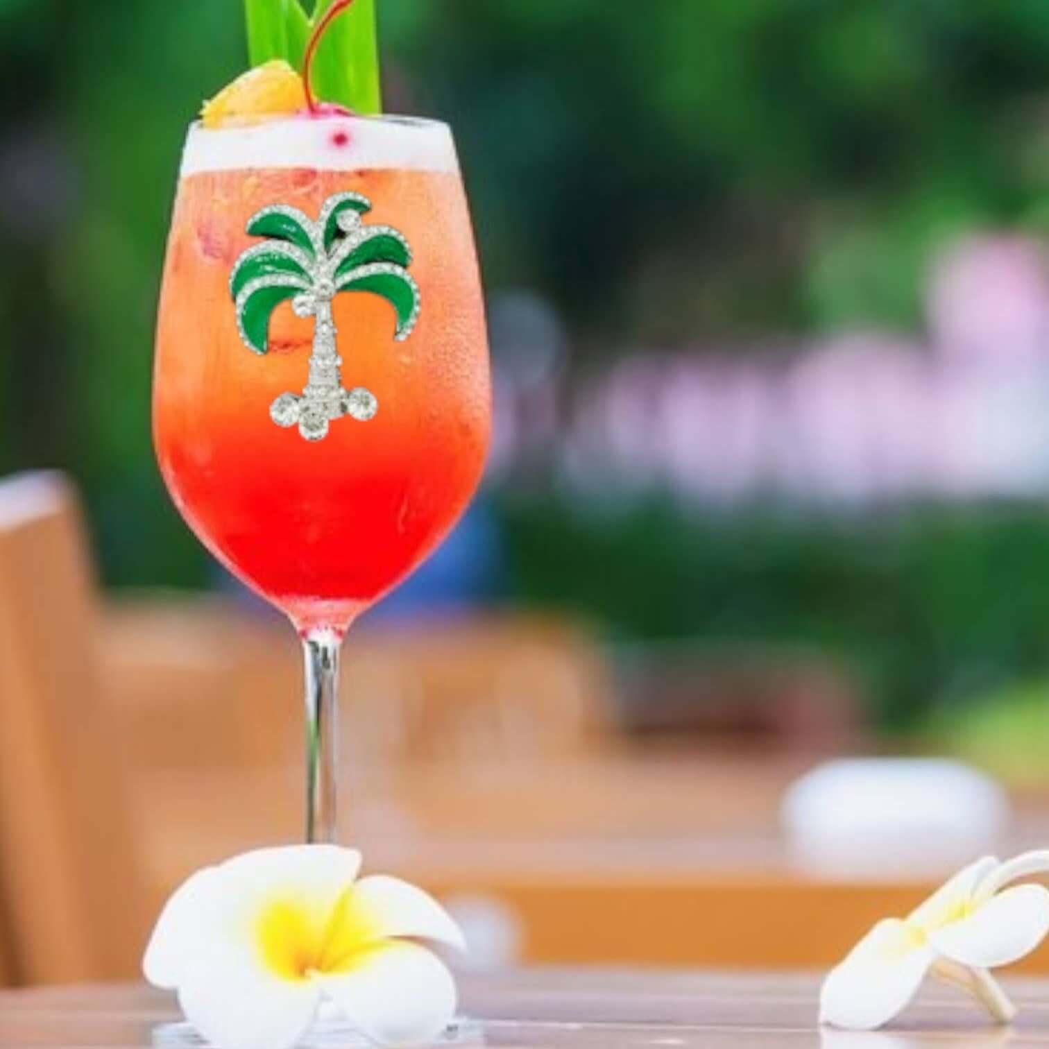 Diamond Palm Tree Jeweled Stemmed Wine Glass – Alicia DiMichele Boutique