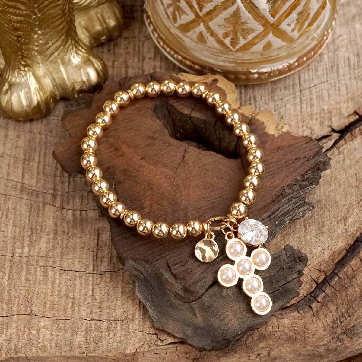 Golden Keepsakes Cross Bracelet – Alicia DiMichele Boutique