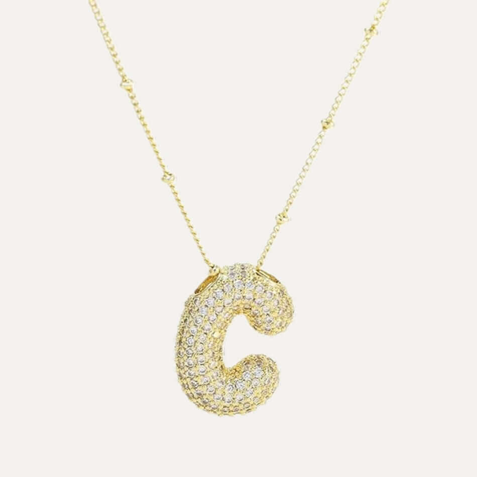 Bubble Pave Initial Necklace – Alicia DiMichele Boutique