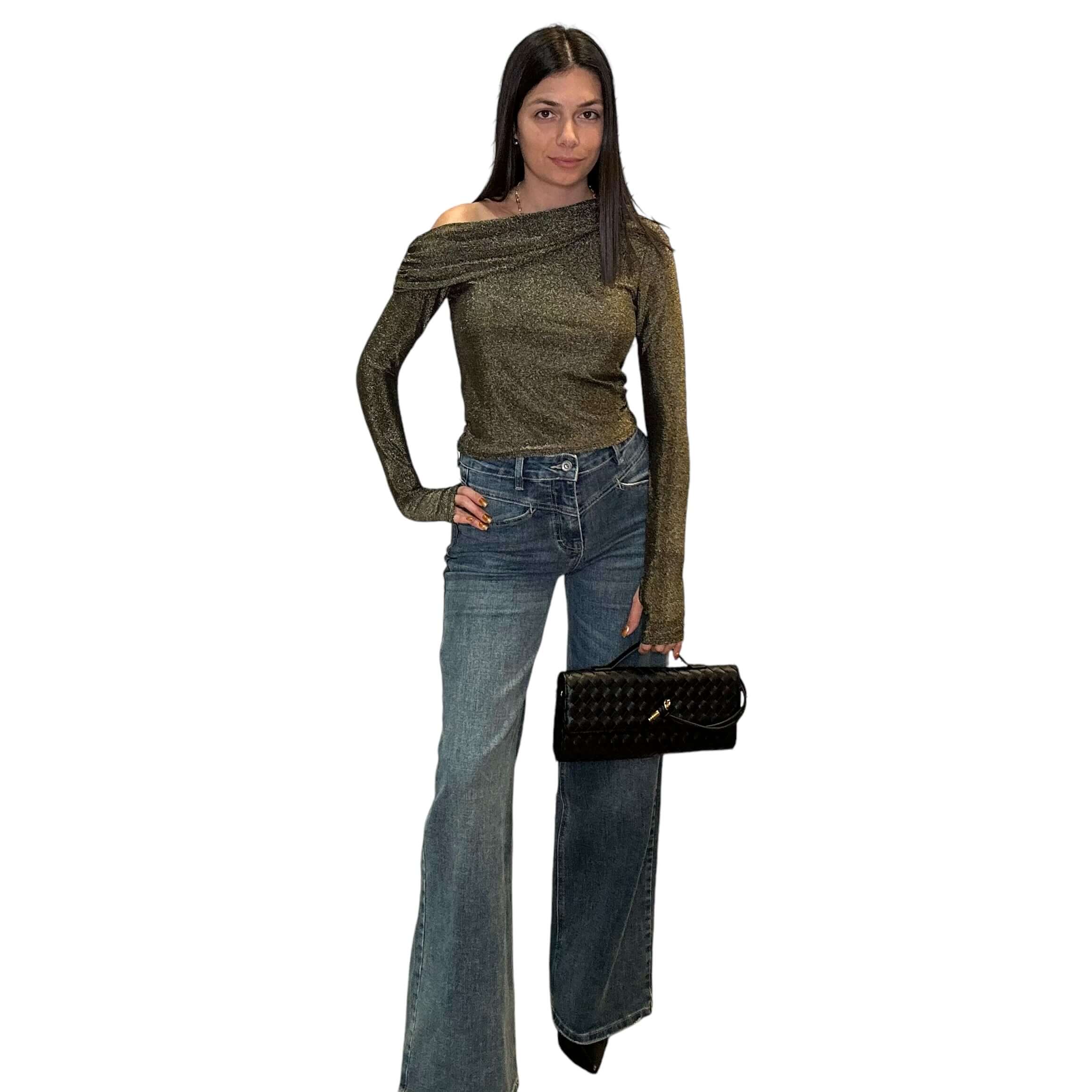Metallic One Shoulder Top - Gold – Alicia DiMichele Boutique