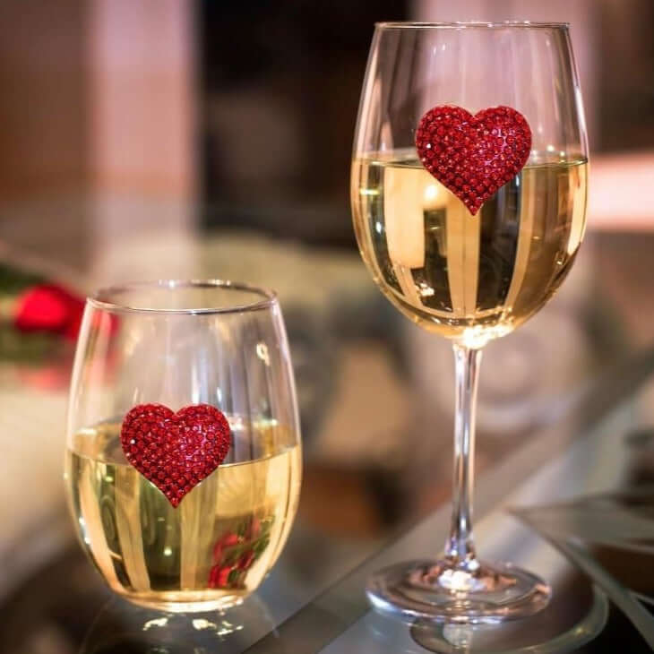 Red Heart Jeweled Stemless Wine Glass – Alicia DiMichele Boutique