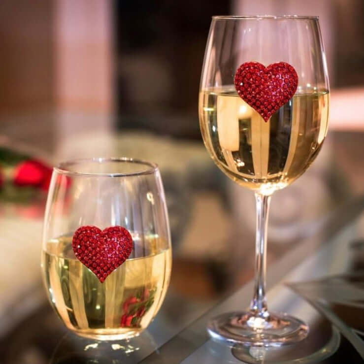 Red Heart Jeweled Stemmed Wine Glass – Alicia DiMichele Boutique