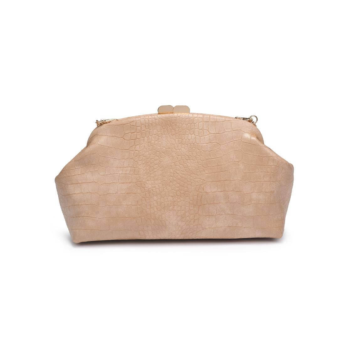 Beige Croc-Embossed Clutch – Neutral Everyday Handbag – Alicia DiMichele Boutique