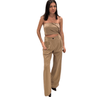Pinstripe Tube Top - Camel – Alicia DiMichele Boutique