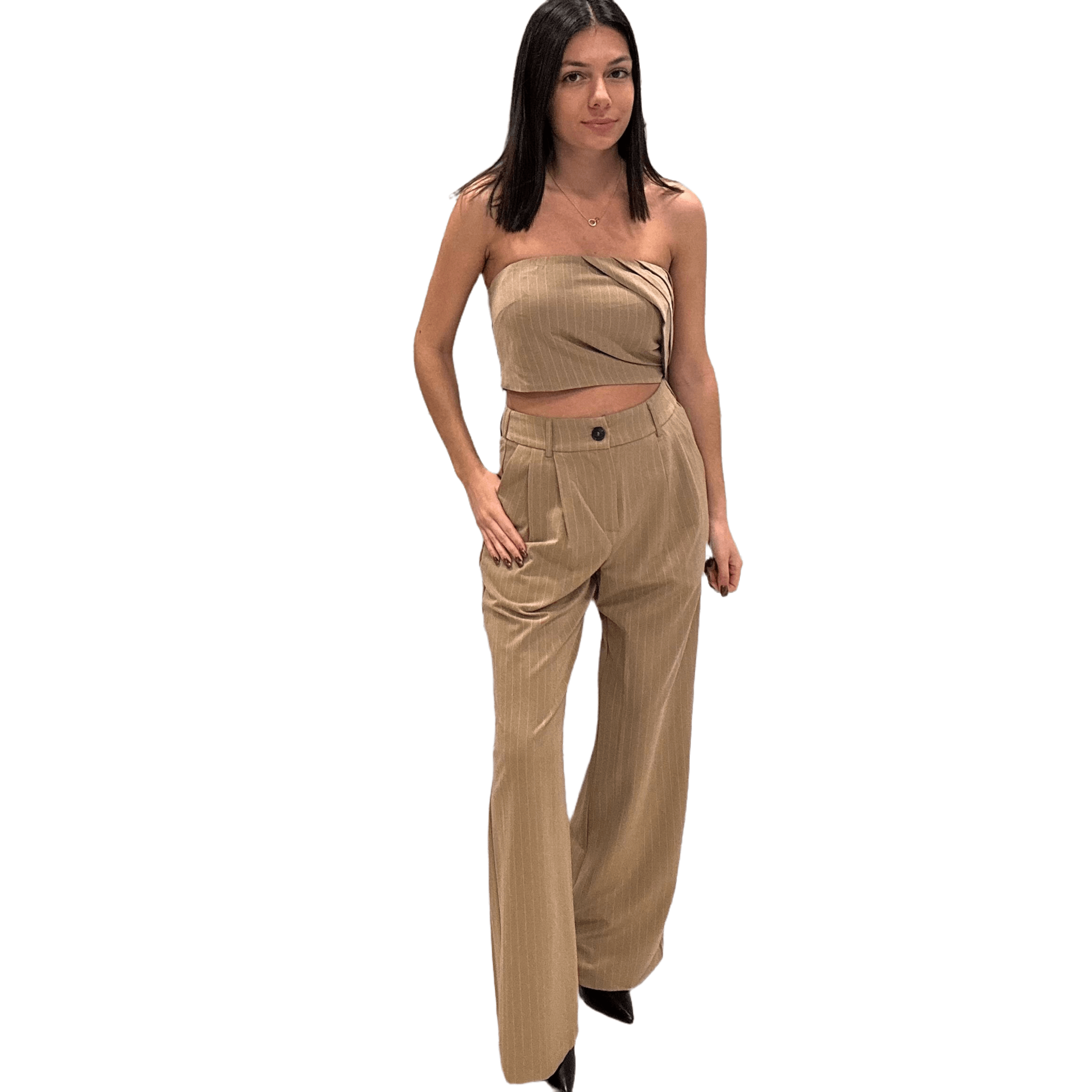 Pinstripe Tube Top - Camel – Alicia DiMichele Boutique