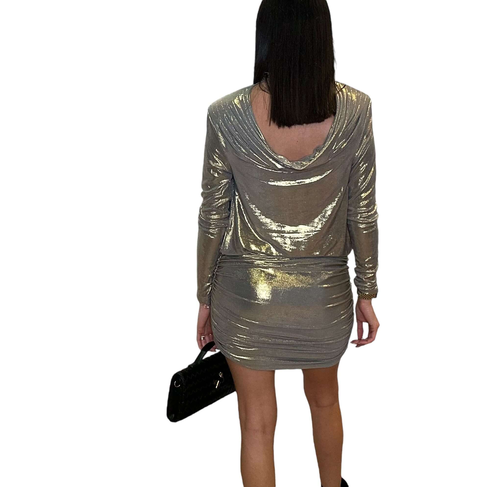 Ruched Cowl Back Mini Dress - Gold – Alicia DiMichele Boutique