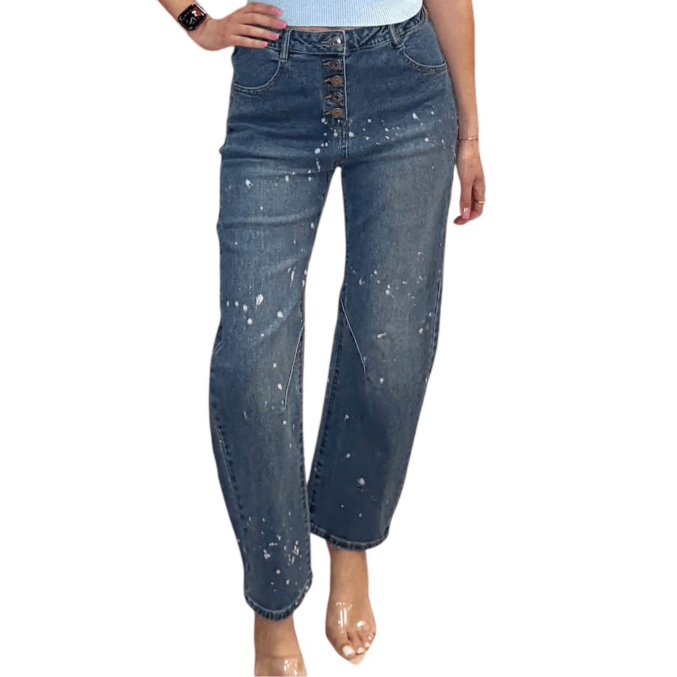 Paint Drop Button Fly Jeans – Alicia DiMichele Boutique