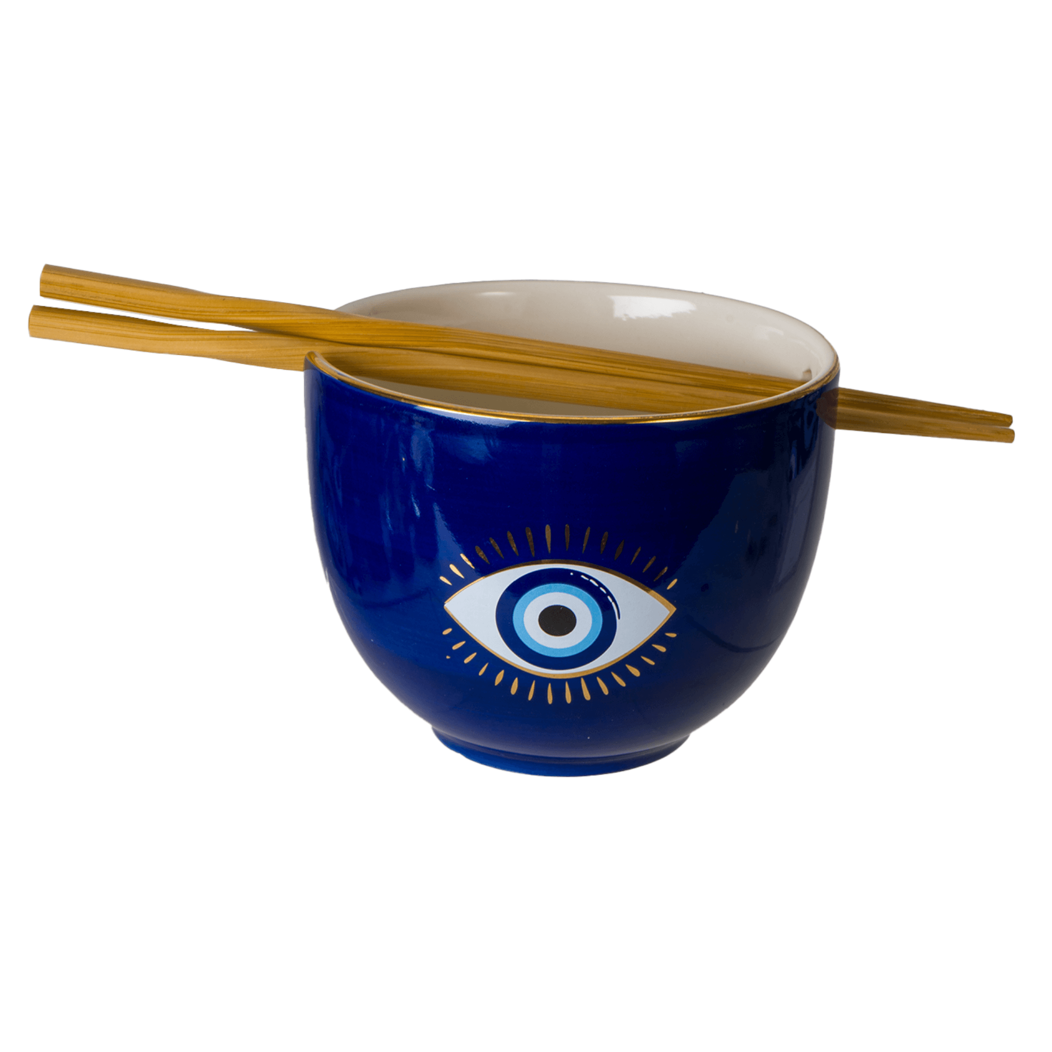 Evil Eye Donburi Bowl with Chopsticks Set - Blue – Alicia DiMichele Boutique