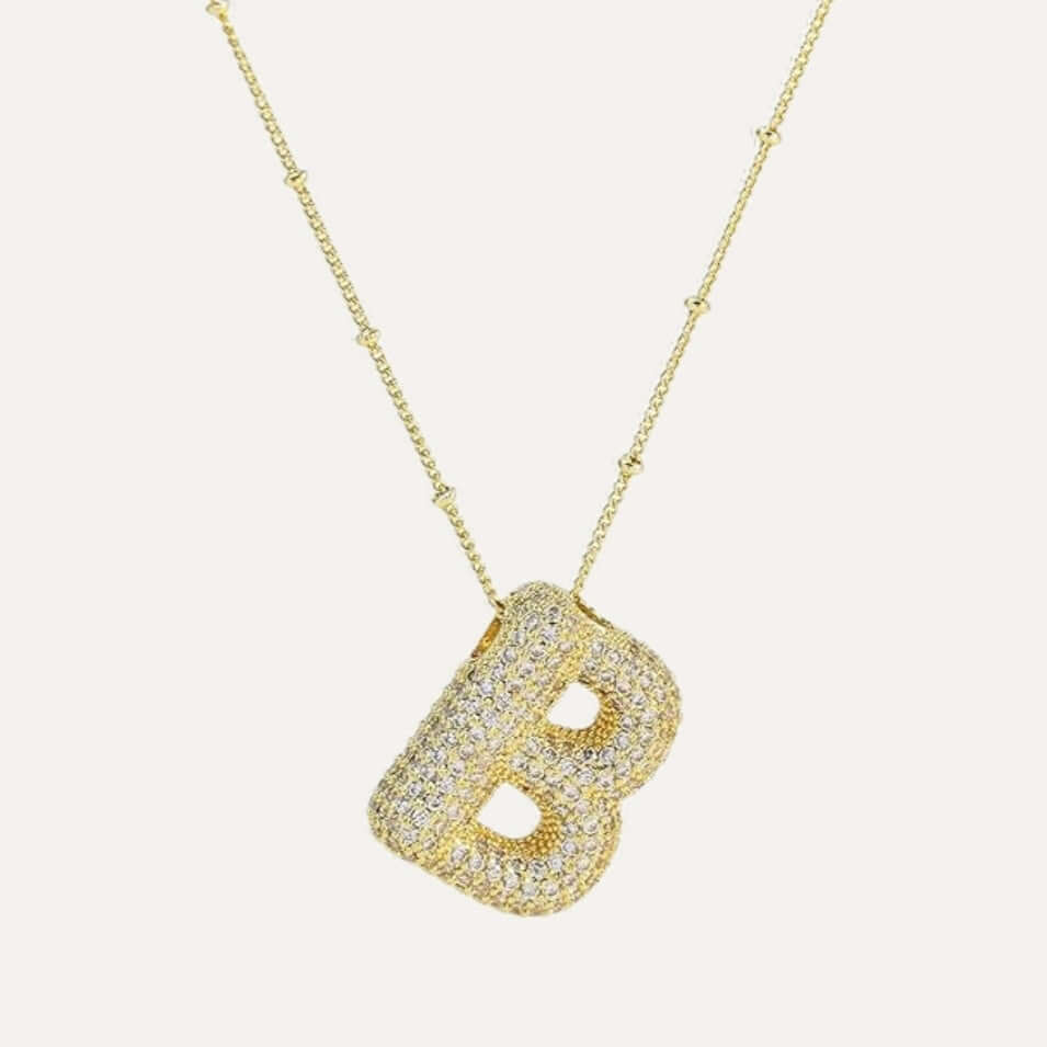 Bubble Pave Initial Necklace – Alicia DiMichele Boutique