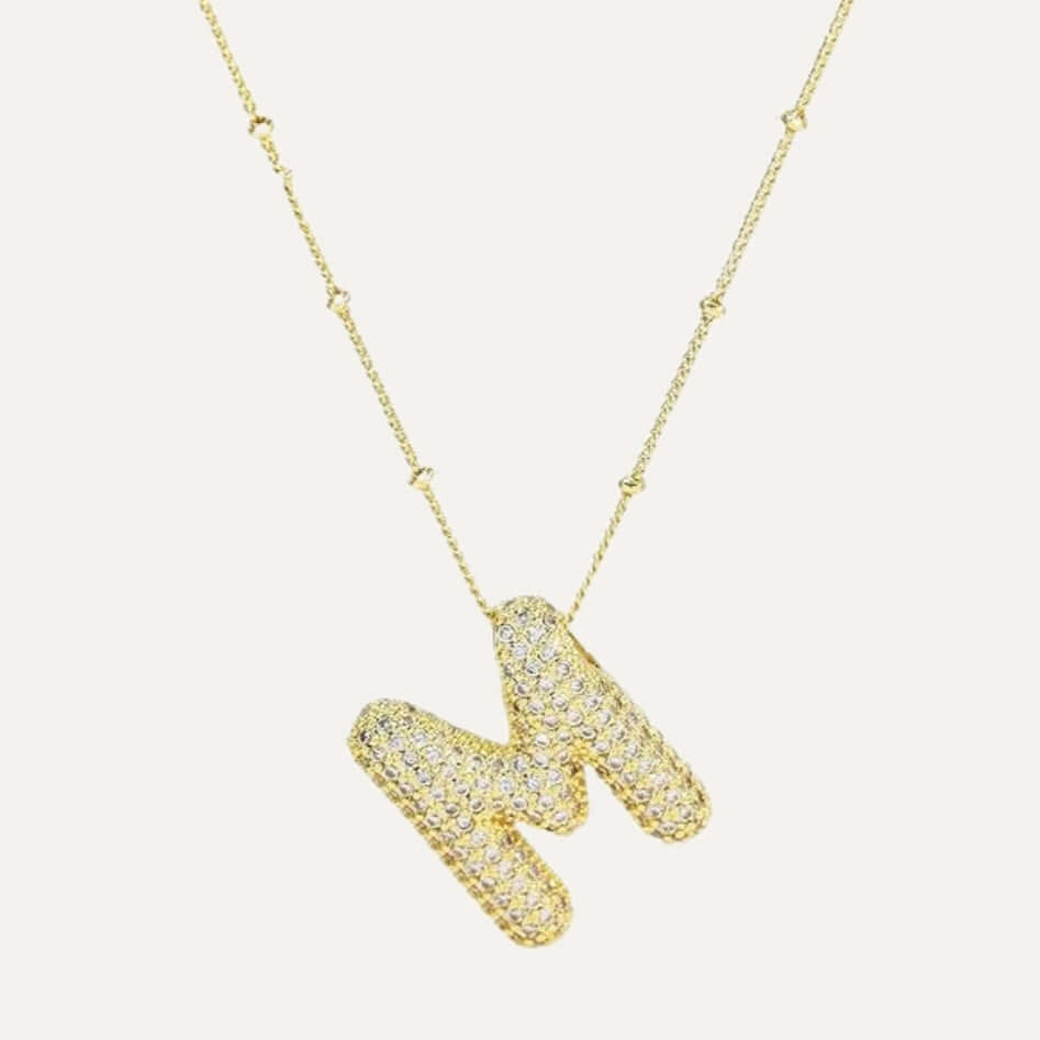 Bubble Pave Initial Necklace – Alicia DiMichele Boutique