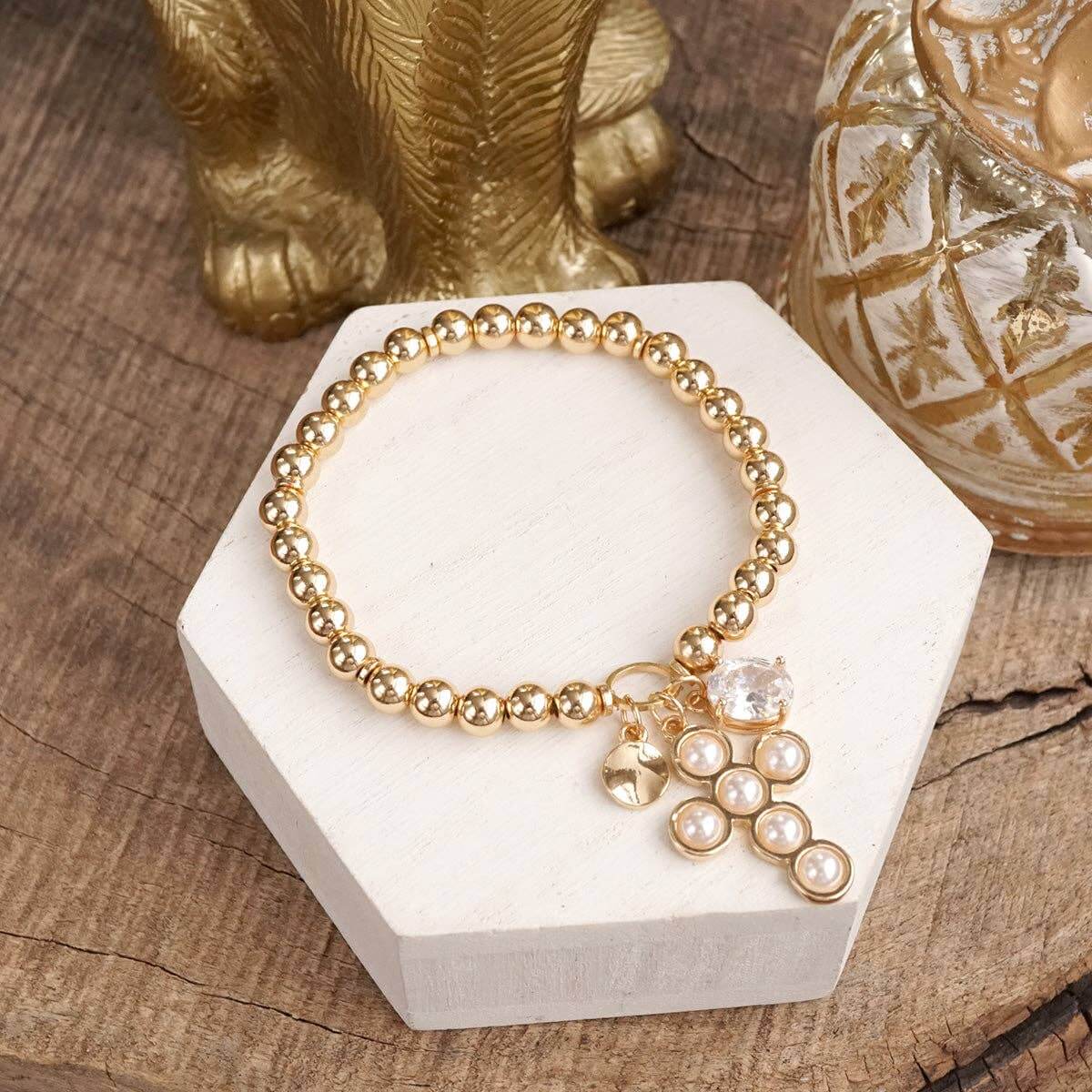 Golden Keepsakes Cross Bracelet – Alicia DiMichele Boutique