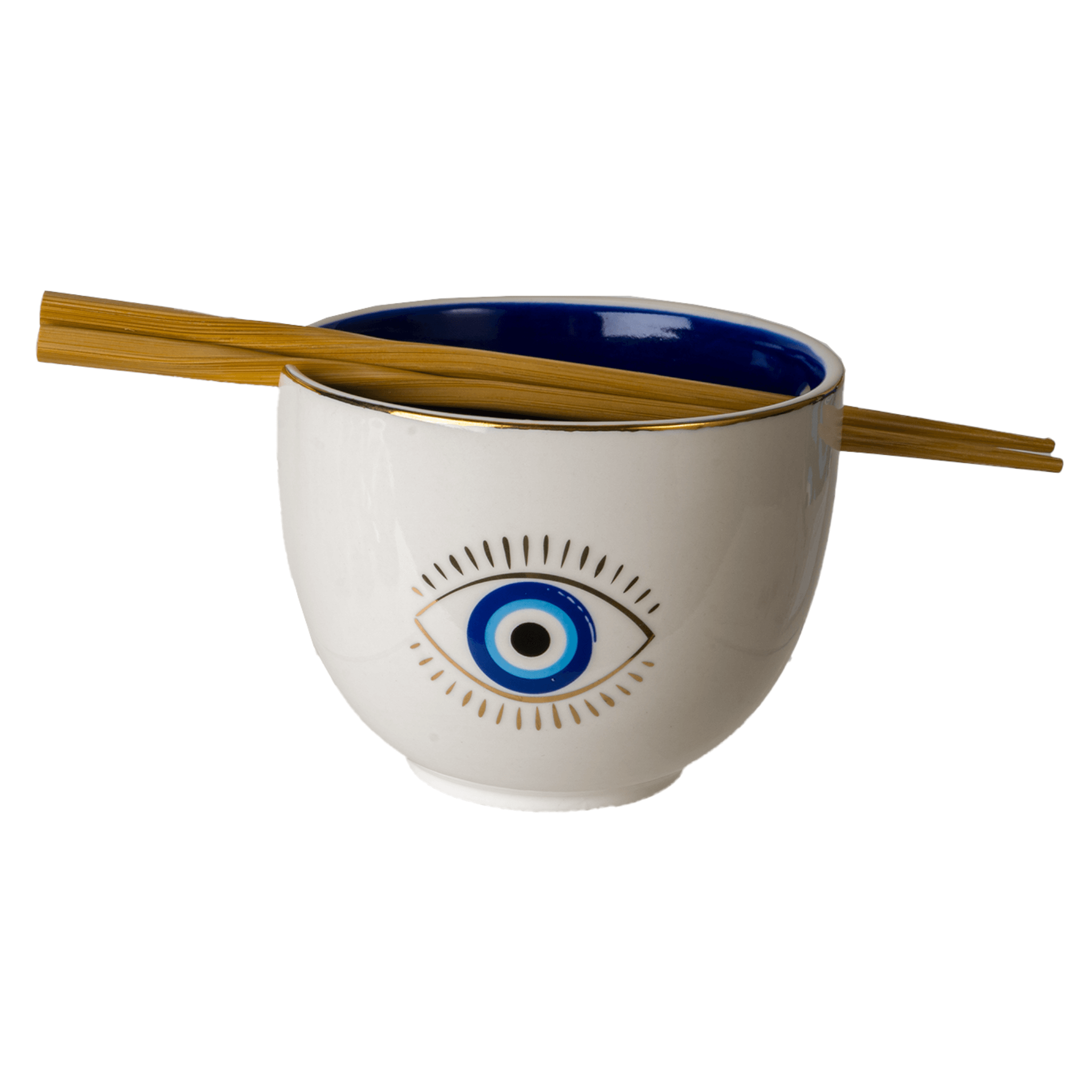 Evil Eye Donburi Bowl with Chopsticks Set - White – Alicia DiMichele Boutique