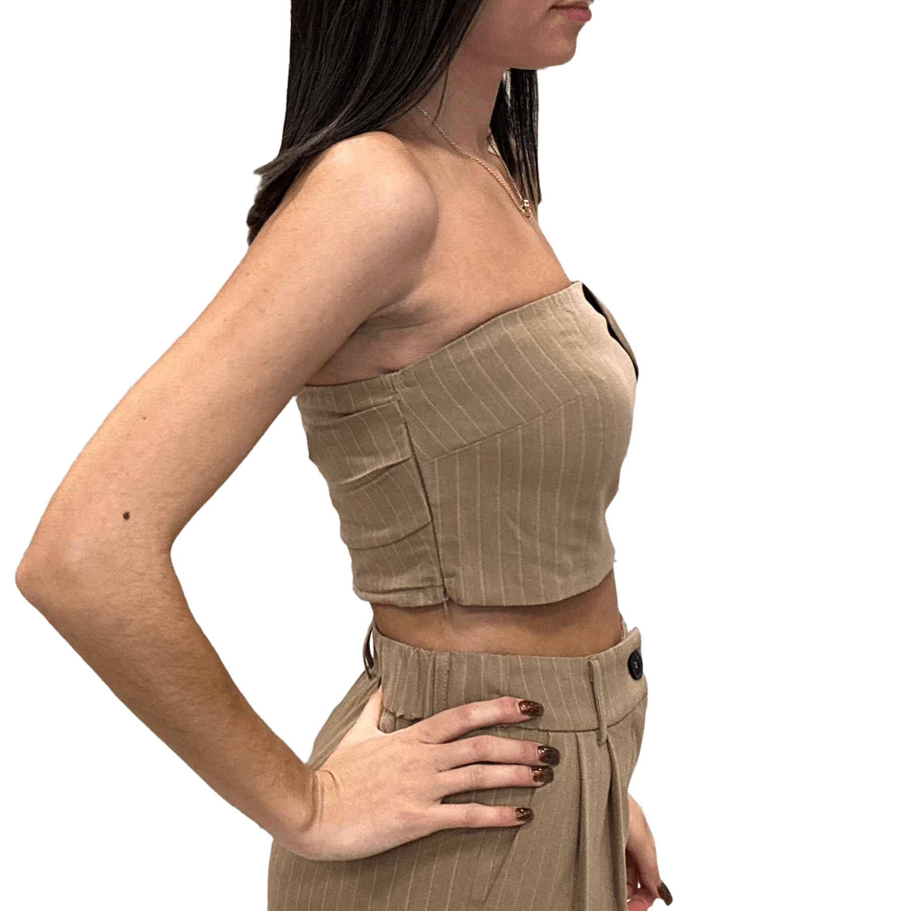 Pinstripe Tube Top - Camel – Alicia DiMichele Boutique