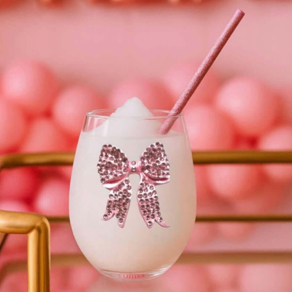 Pink Bow Stemless Wine Glass – Alicia DiMichele Boutique