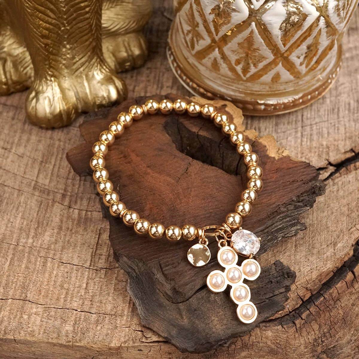 Golden Keepsakes Cross Bracelet – Alicia DiMichele Boutique