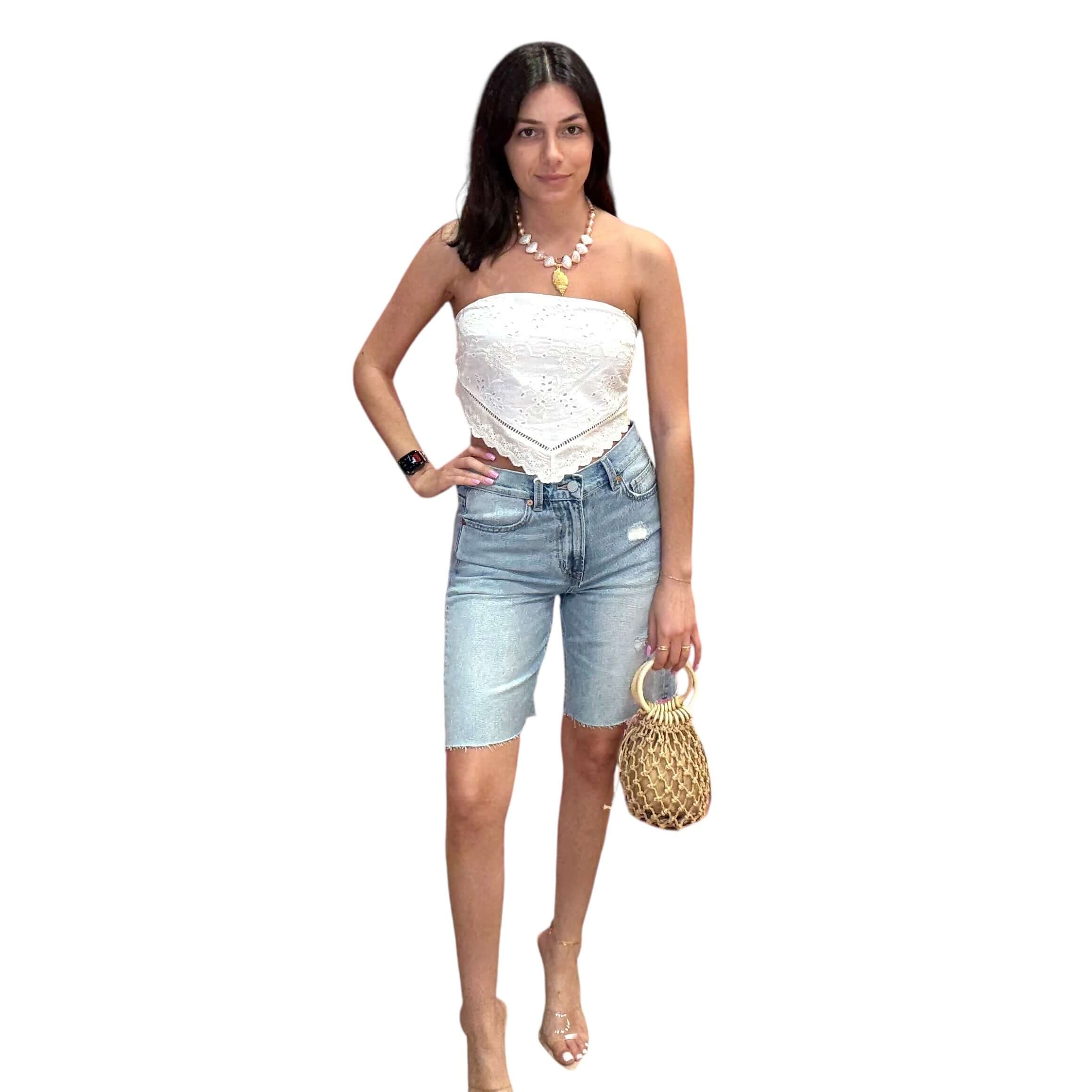 Meadow Eyelet Strapless Top – Alicia DiMichele Boutique