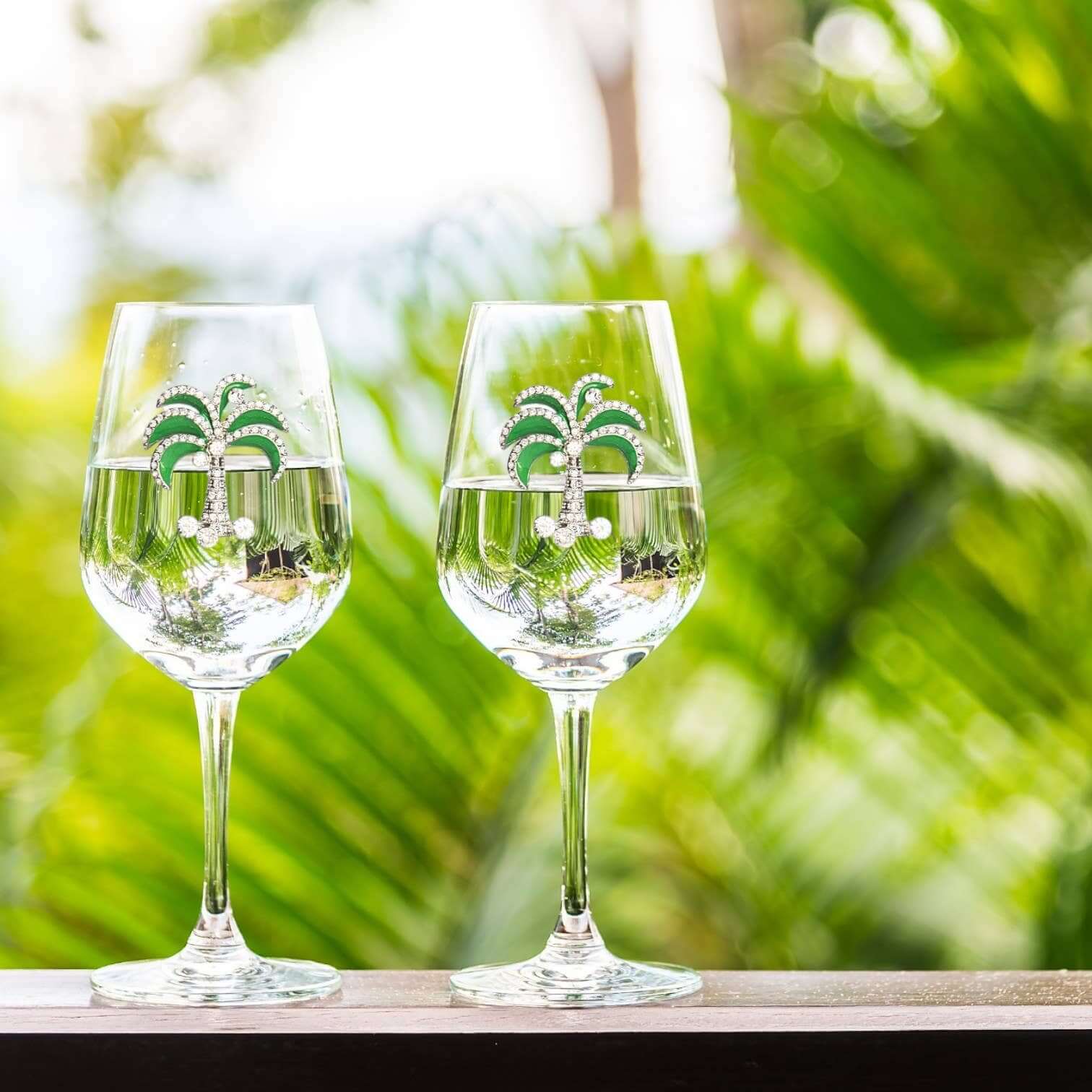 Diamond Palm Tree Jeweled Stemmed Wine Glass – Alicia DiMichele Boutique