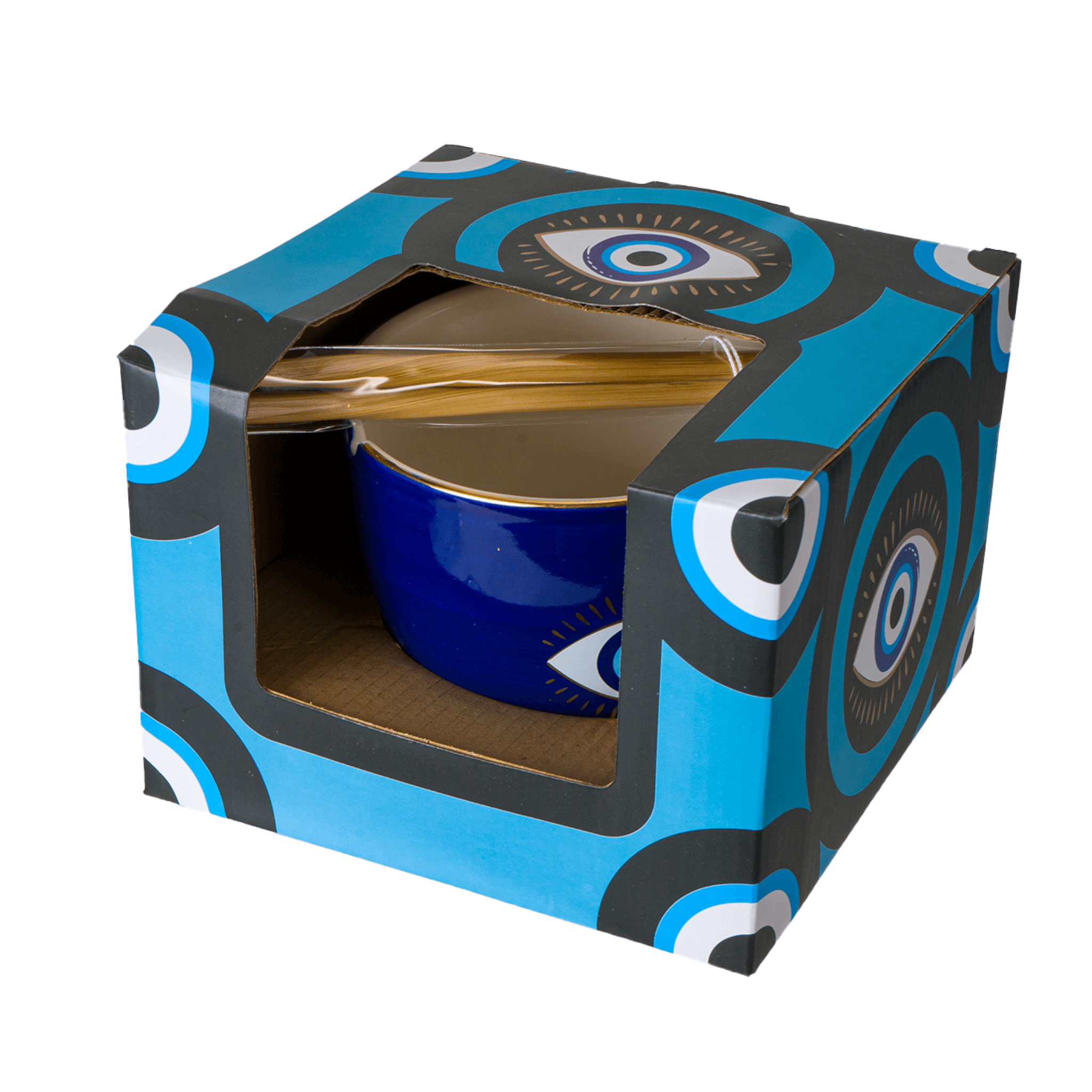 Evil Eye Donburi Bowl with Chopsticks Set - Blue – Alicia DiMichele Boutique