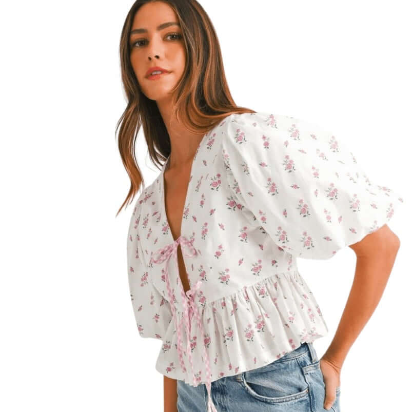 Sweet Peony Puff Crop Top - Pink – Alicia DiMichele Boutique