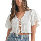 Eyelet Charm Tie Top – Alicia DiMichele Boutique