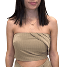 Pinstripe Tube Top - Camel – Alicia DiMichele Boutique